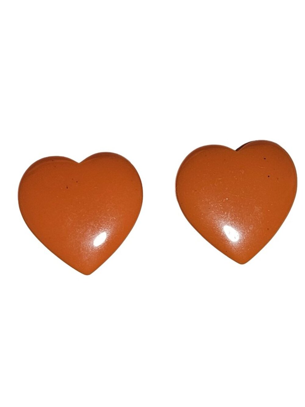 Vintage Orange Heart Clip On Earrings Retro 80s 90s Fashion Jewelry Women
